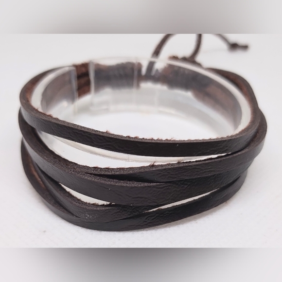 Men's Bracelet Leather Layered Brown NEW f38 - Picture 1 of 1